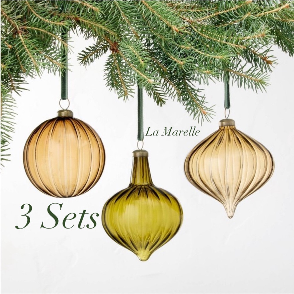 3 Sets | 3pk Assorted Colored Glass Ornament Set - Hearth & Hand™ with Magnolia